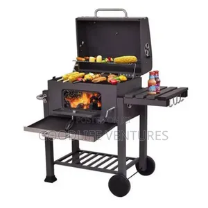 Heavy-Duty Smokeless Barbecue Charcoal Grill Trolley With Side Table