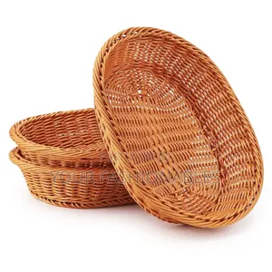 Oval Wicker Fruit Basket for Pastries and Vegetables