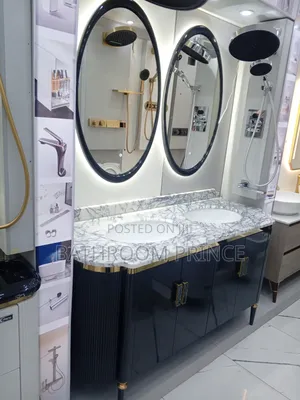Marble Top Double Bowl Cabinet With Led Mirror