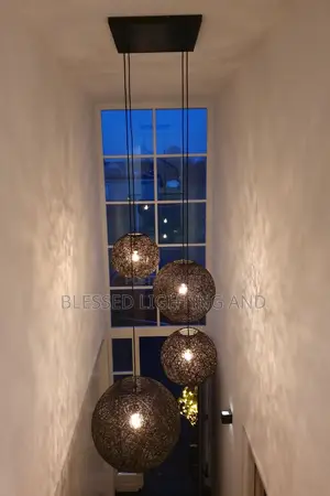 Modern Rattan Pendant Lights Ball Hanging Lamps for Living Room, Stair