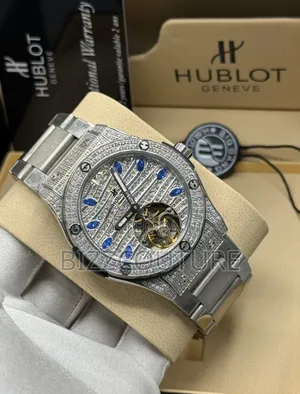 Original Hublot Iced Out Silver Stainless Steel Quartz Watch