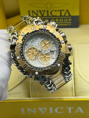 Original Invicta Gold Stainless Steel Quartz Calendar Watch