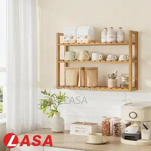 Floating Bamboo Wall Shelf, Minimalist Home Decor