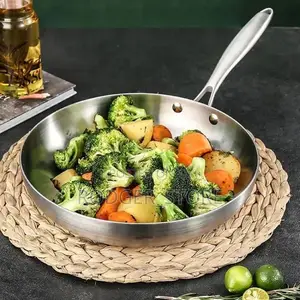 Quality 304 Stainless Steel Uncoated Nonstick Fry Pan,For Gas,Stove
