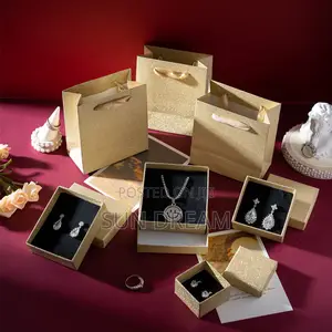 Golden Gift Box Earrings Boxes Jewelry Box Necklace Display
