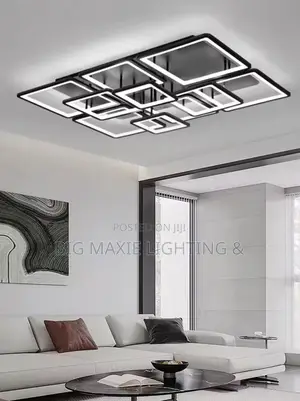 Modern Luxury Acrylic Black Body Living Room Chandelier With Remote
