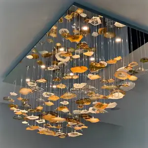 Size 1200mm by 600mm Luxury Leaf Glass Modern Chandelier for Home, Hot