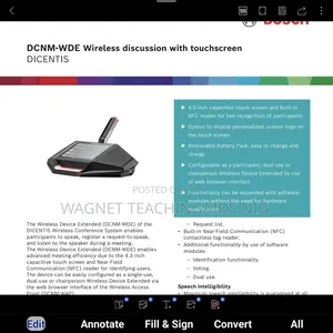 Bosch Dcnm-wde Wireless Discussion With Touchscreen Dicentis