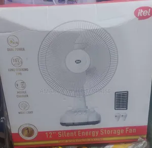 Itel Table Fan Rechargeable Solar Desk Fan Moo1 With Panel 2 Bulbs