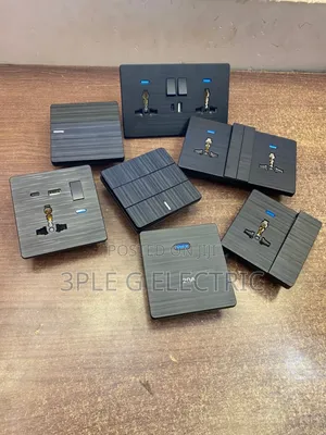 Luxury Sketched Black Switches and Sockets Pure Copper