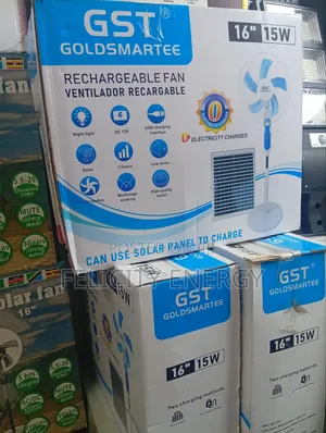 GST Rechargeable Fan With Solar Panel Complete Package
