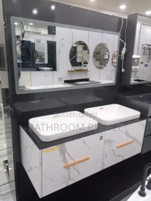 White Double Bowl Cabinet With Led Mirror