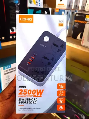 Ldnio Sc3412 3ways Power Socket 4 Usb Ports 2500w