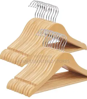 Water Resistant Polished Wood Clothes Hanger - 10 Pieces