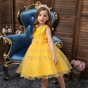 Cute Young Girls Yellow Ballerina Ballgown Dress