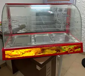 3 Plates Curved Glass Snacks Display Warmer