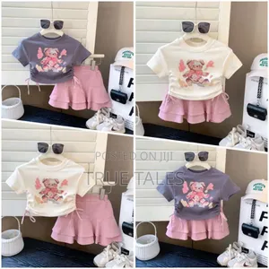 Young Girls' Flared Linen Skirt And Blouse Sets Ages 1 To 8 Years