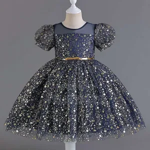Girls' Gold Stardust Glittery Ballgown Dress Ages 1 To 7 Years