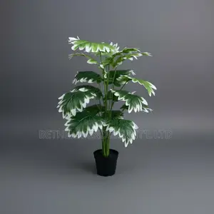 Artificial Philodendron Selloum 72cm – White Green Fabric Plant