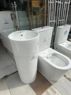 England White Wc With Free Standing Washing Hand Basin