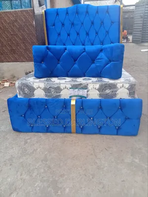 Full Set of Blue Upholstery Bed Frame