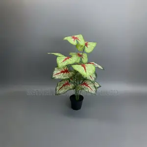 Artificial Taro Plant 70cm – Red Leaf Faux Tropical Décor