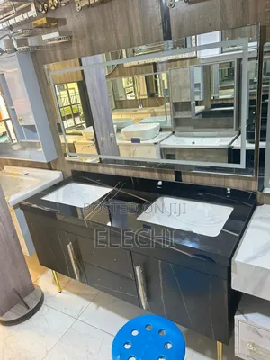 Black Double Cabinet Basin With Led Mirror