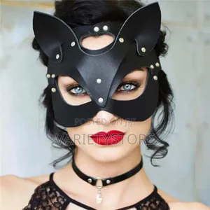 Halloween Party Women Leather Fun Cat Face Mask