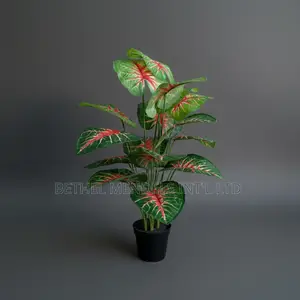 Red Artificial Taro Plant 70cm – Vibrant Faux Tropical Greenery