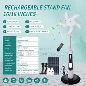 16inch Rechargeable Solar Fan Ac/Dc