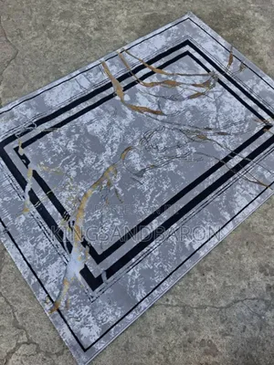 7x10fts Gray/Black/Gold Turkey Center Rug