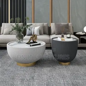 Glamorous White Stone Coffee Table Set – Luxury Meets Modern Elegance!