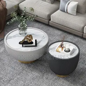 Glamorous White Stone Coffee Table Set – Luxury Meets Modern Elegance!