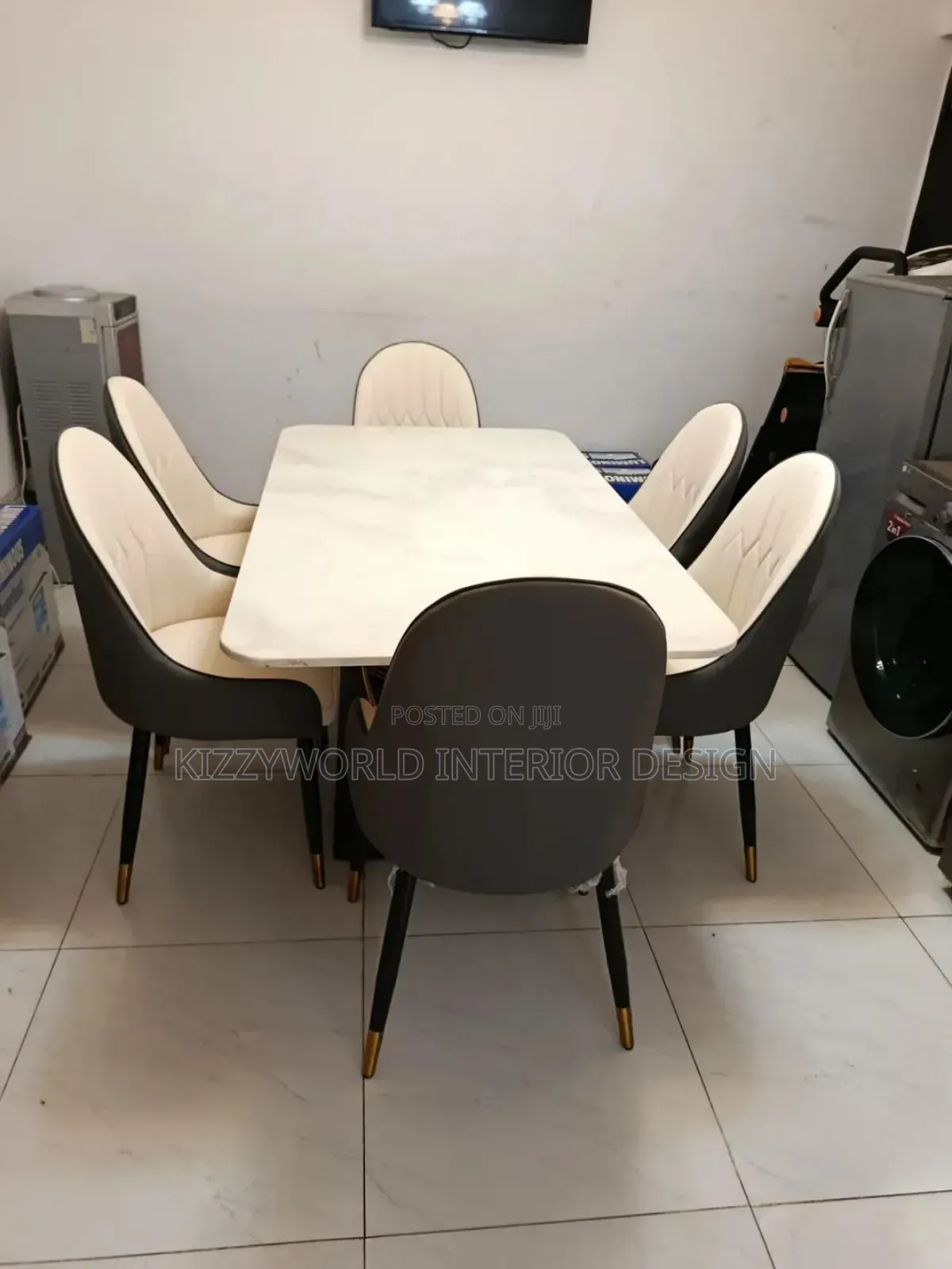 Marble Dining Table by 6 Chairs.