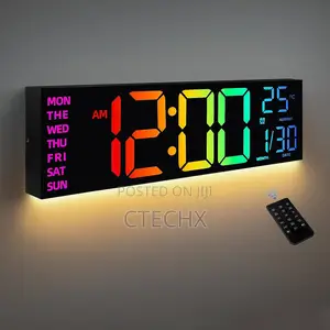 16.2" Large Digital Clock, 8 Colors Digital Wall Clock Te