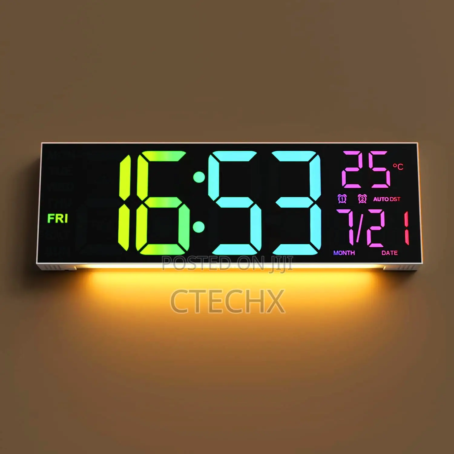 16.5" Large Led Digital Wall Clock With Bluetooth Sync, Night Light