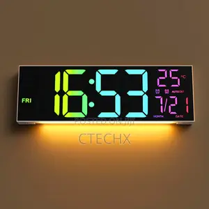 16.5" Large Led Digital Wall Clock With Bluetooth Sync, Night Light