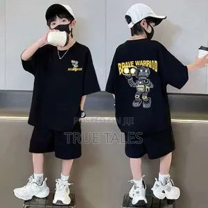 Black Brave Warrior Baggy Shorts And Top Set Ages 3 To 13 Years