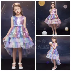 Princess Multicolored Ball Gown Tail Dress For Ages 2 To 11 Years