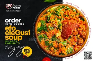 Order Efo Elegusi Soup From Naija Home Food at 15% Off on First Orders