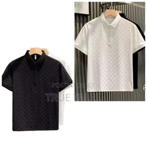 Skin Friendly Collar Polo T-shirt For Men Black And White Colors