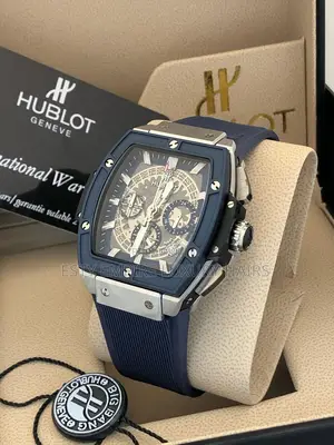 High Quality Hublot Chronograph Blue Rubber Strap