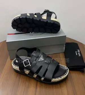 Prada Quality Luxury Men Genuine Leather Sandals