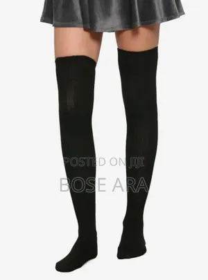 Knee Length High Black Socks Plain 3pairs