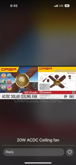 Ac Dc Solar Ceiling Fan Qasa 24inches