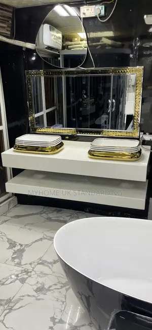 Double Marble Cabinets With Mirror Lights