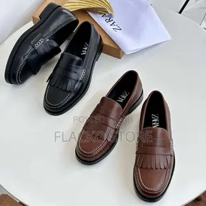 Original Zara Classic Leather Loafers Shoes
