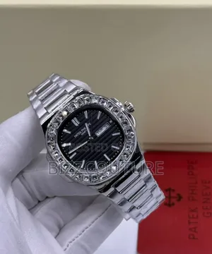 Original Patek Philippe Iced Silver Stainless Steel Calendar Watch