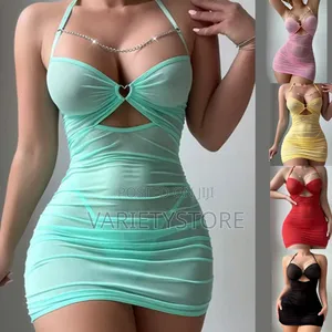 Women See Through Mesh Dress With Thong G-String 2 PCS Set