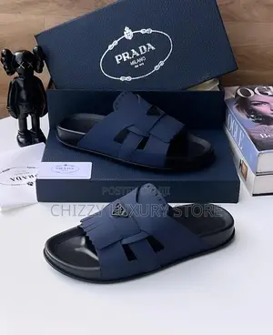 Prada Quality Luxury Men Genuine Leather Pams